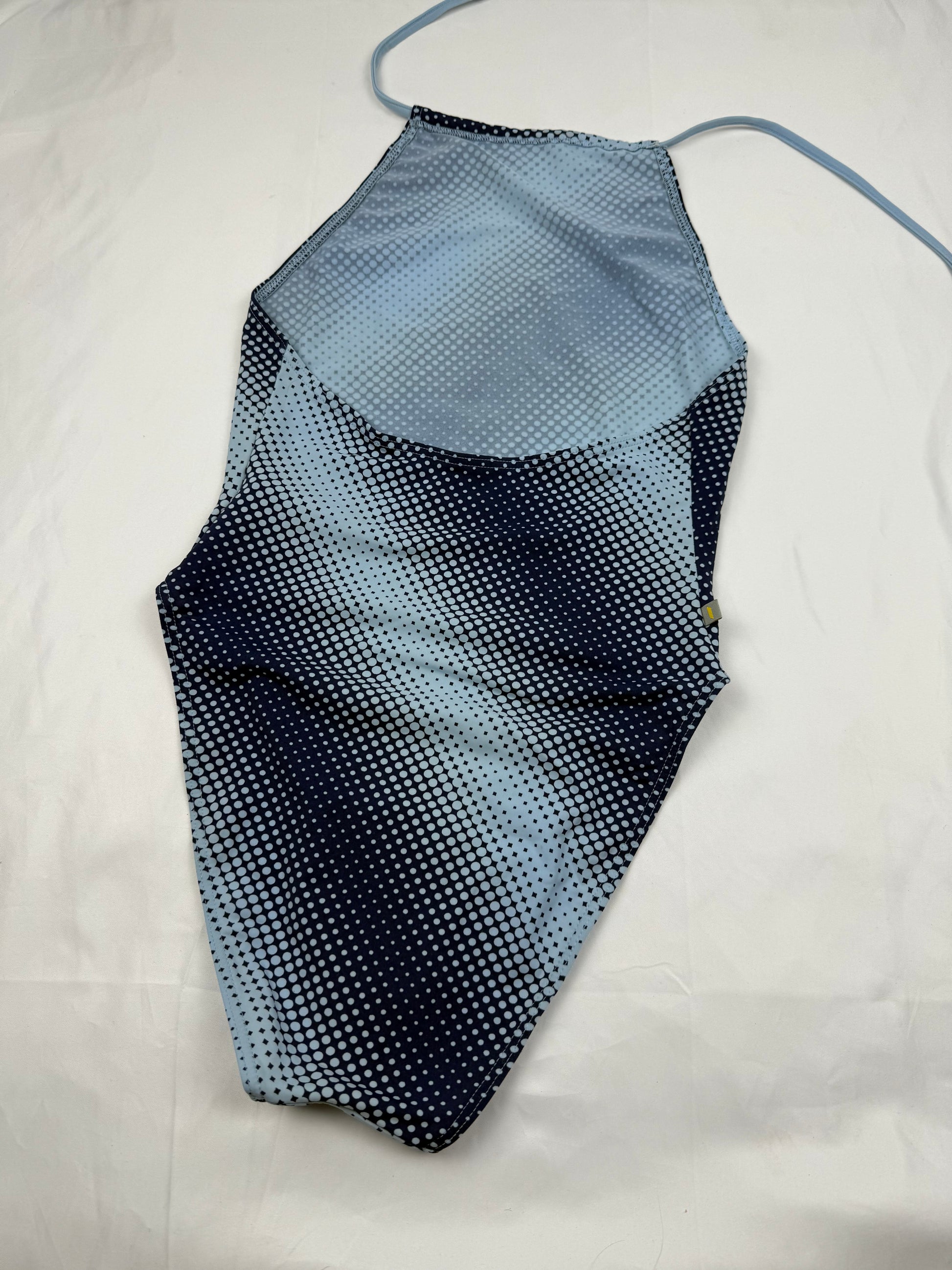 Blue lycra backless body swimsuit (S)