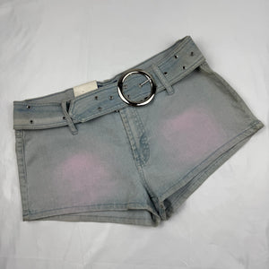 Blue denim low rise mini short with belt (M/L)