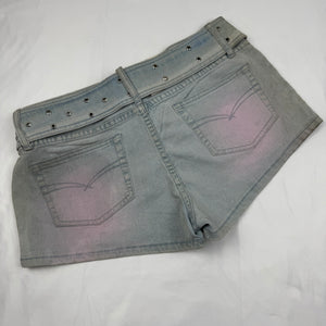 Blue denim low rise mini short with belt (M/L)