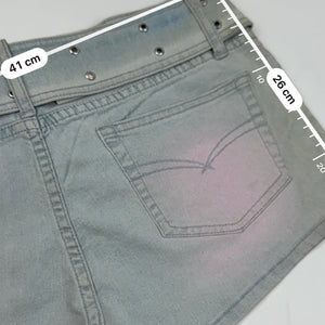 Blue denim low rise mini short with belt (M/L)