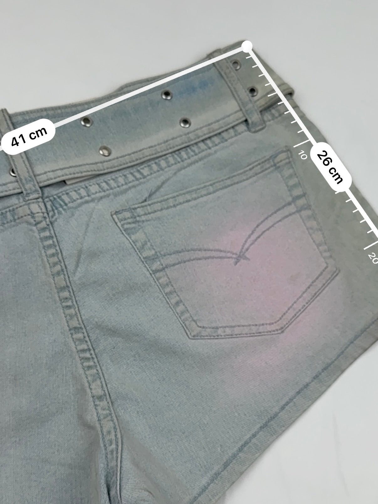Blue denim low rise mini short with belt (M/L)