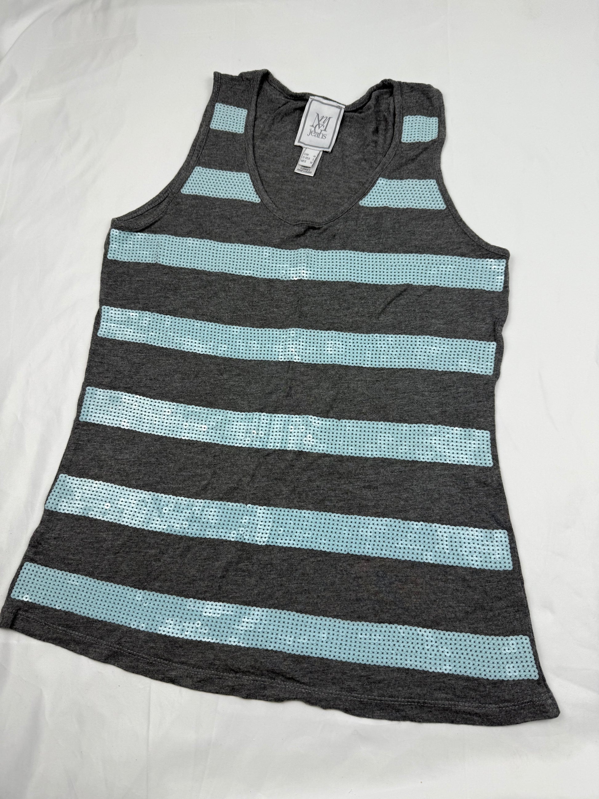 Grey striped sequins tank top (M/L)
