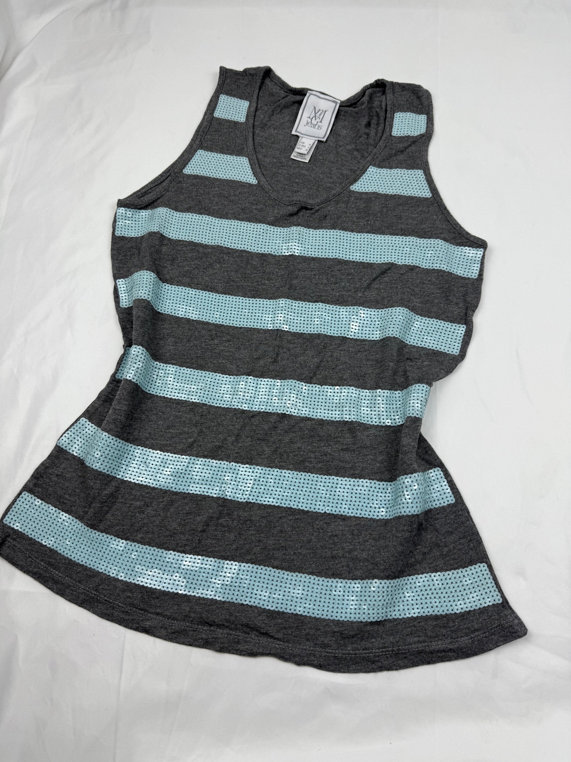 Grey striped sequins tank top (M/L)