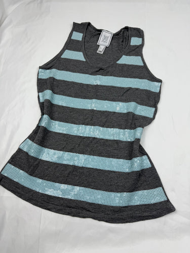Grey striped sequins tank top (M/L)