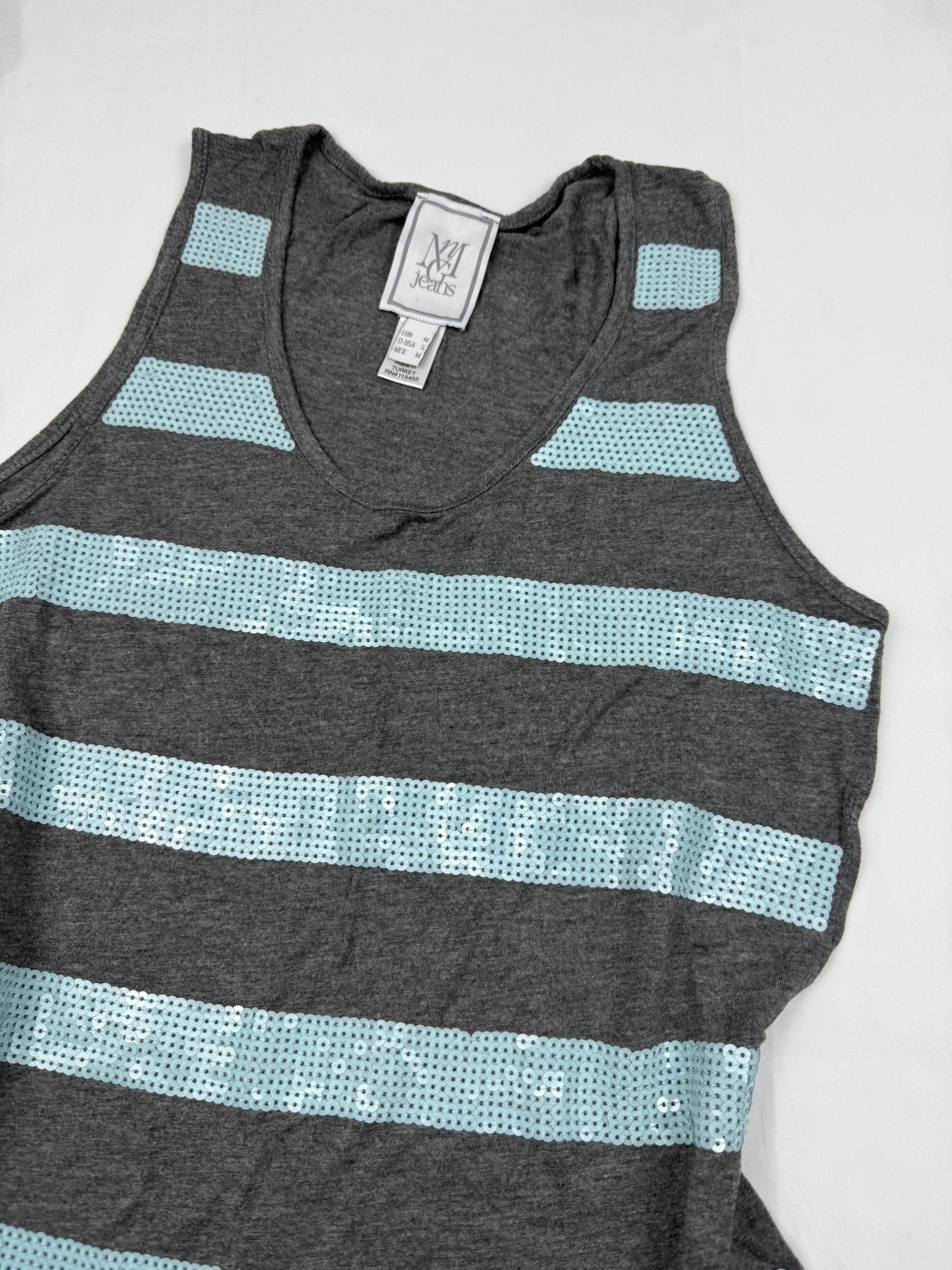 Grey striped sequins tank top (M/L)