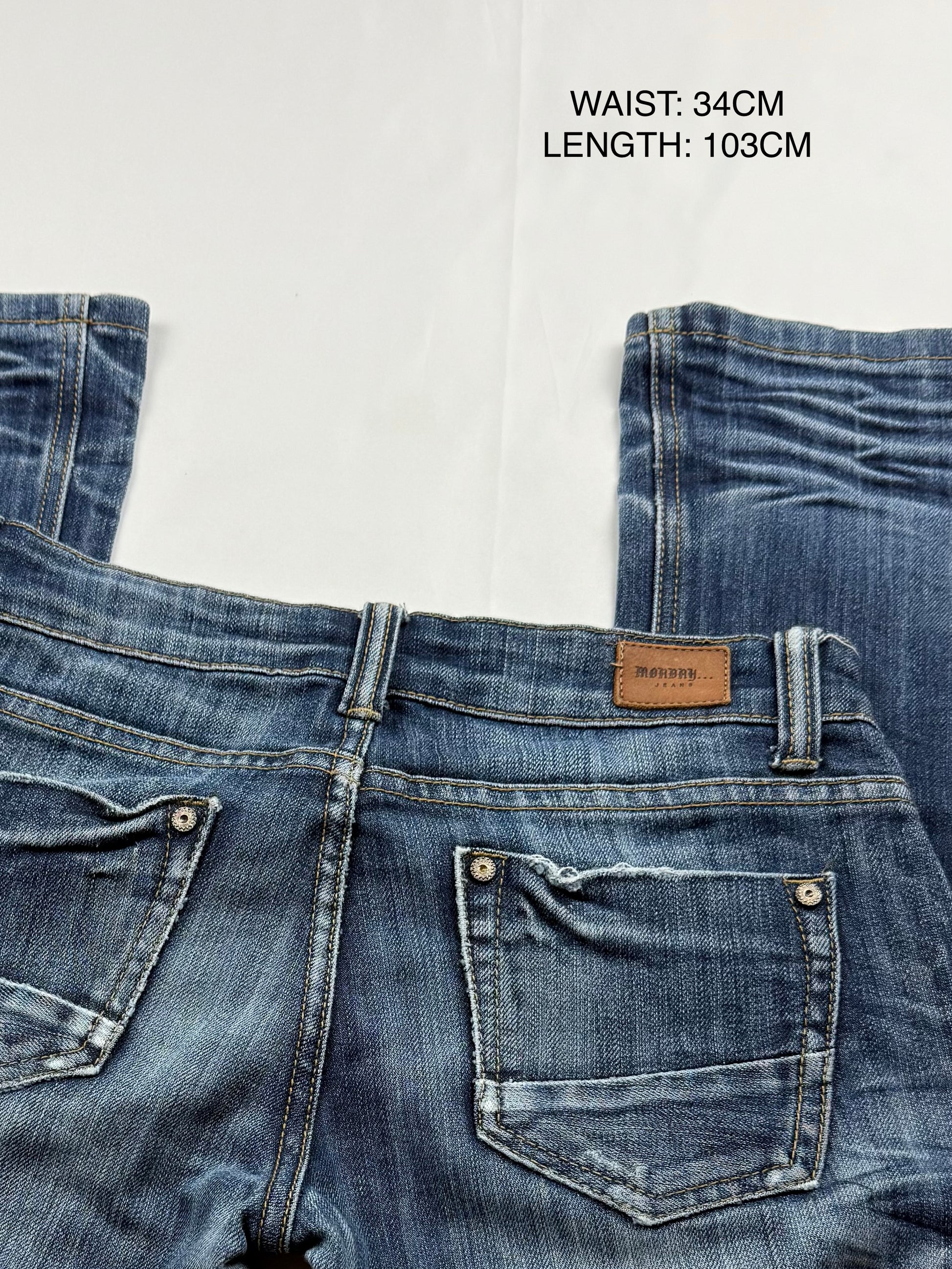 Navy denim low rise skinny pants (XS)