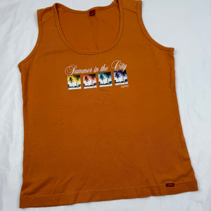 Summer in the city orange cotton tank top (L)