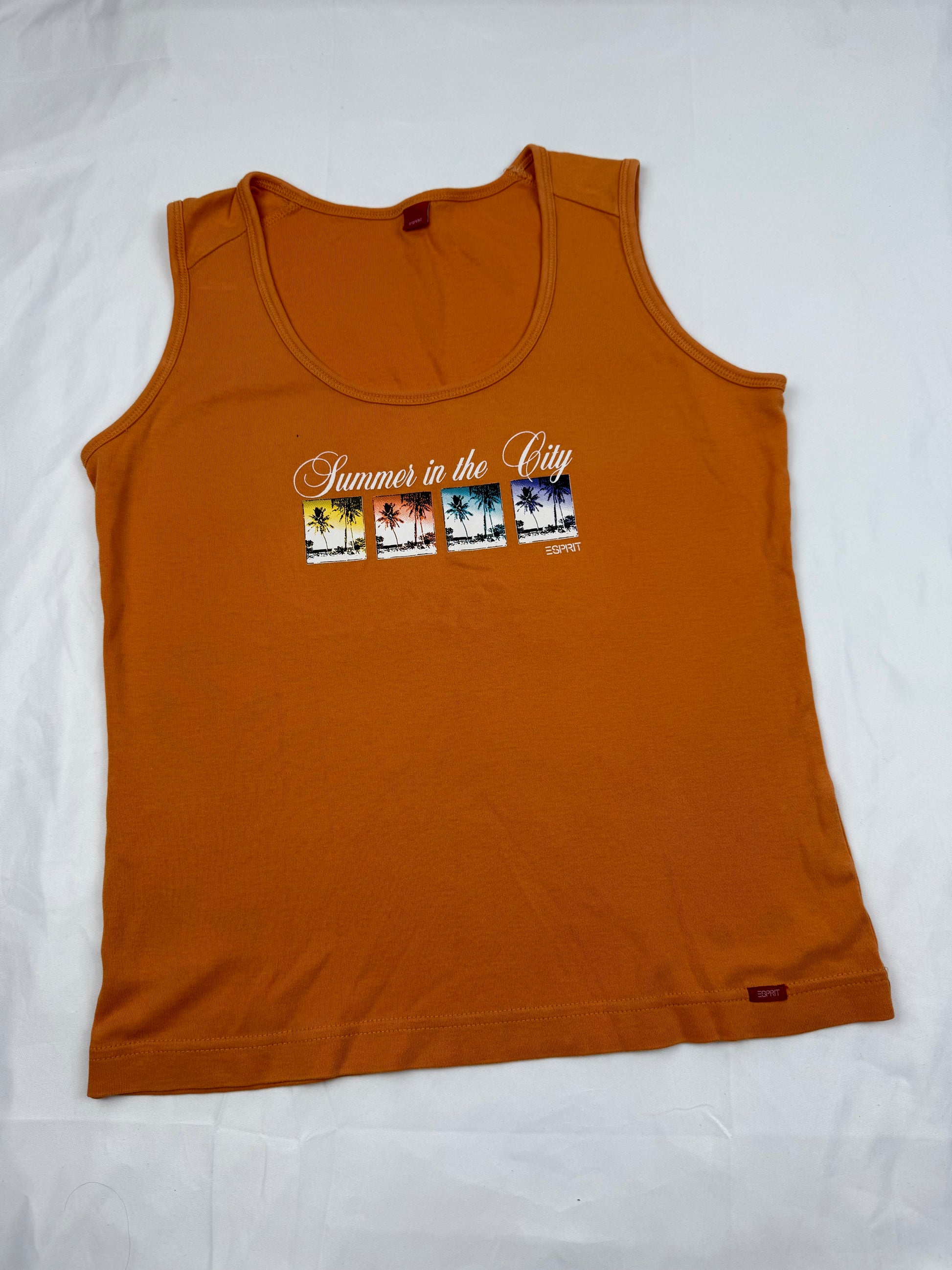 Summer in the city orange cotton tank top (L)
