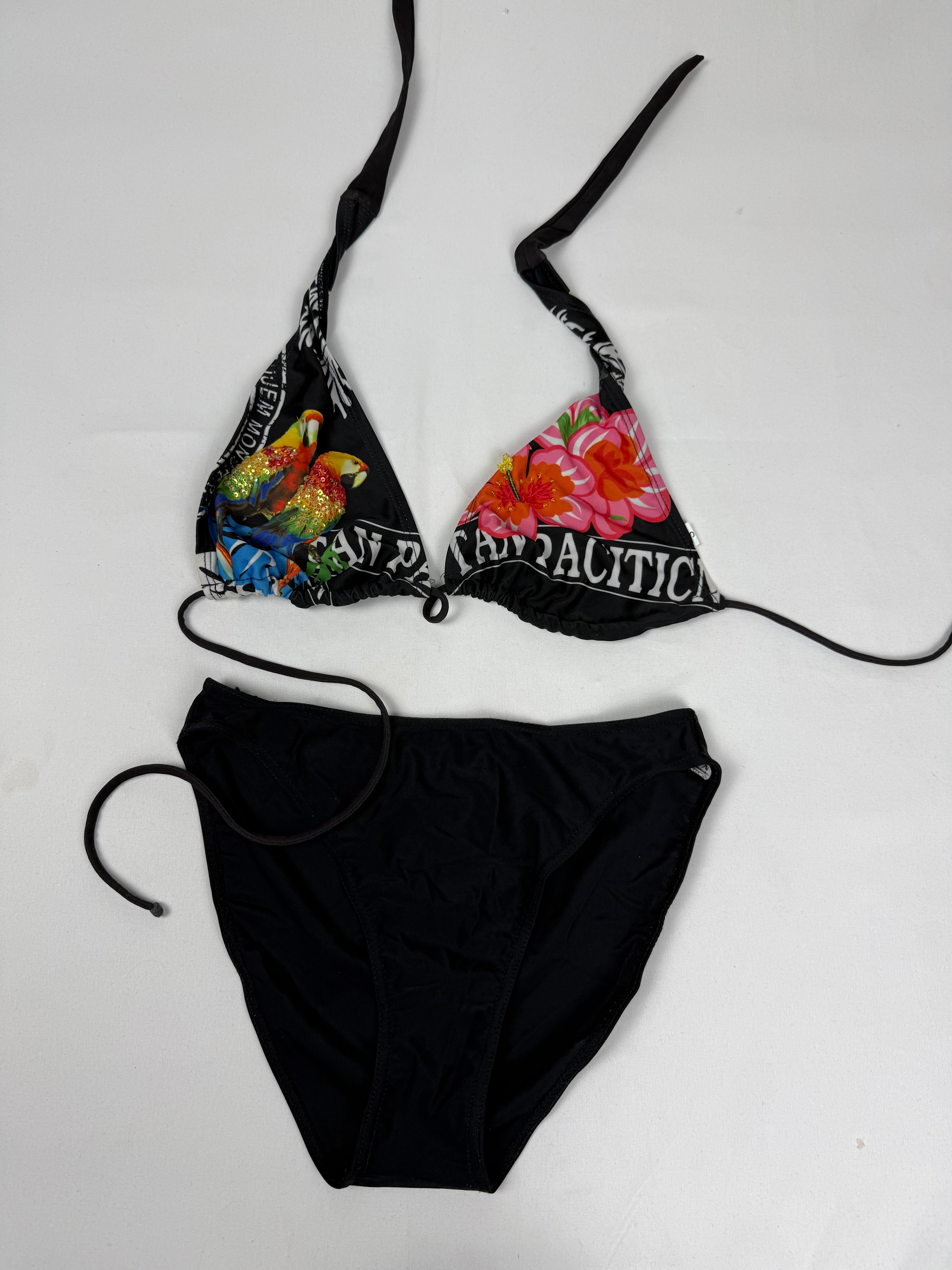 Black graphic bikini set (M)
