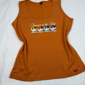 Summer in the city orange cotton tank top (L)