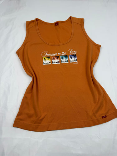 Summer in the city orange cotton tank top (L)