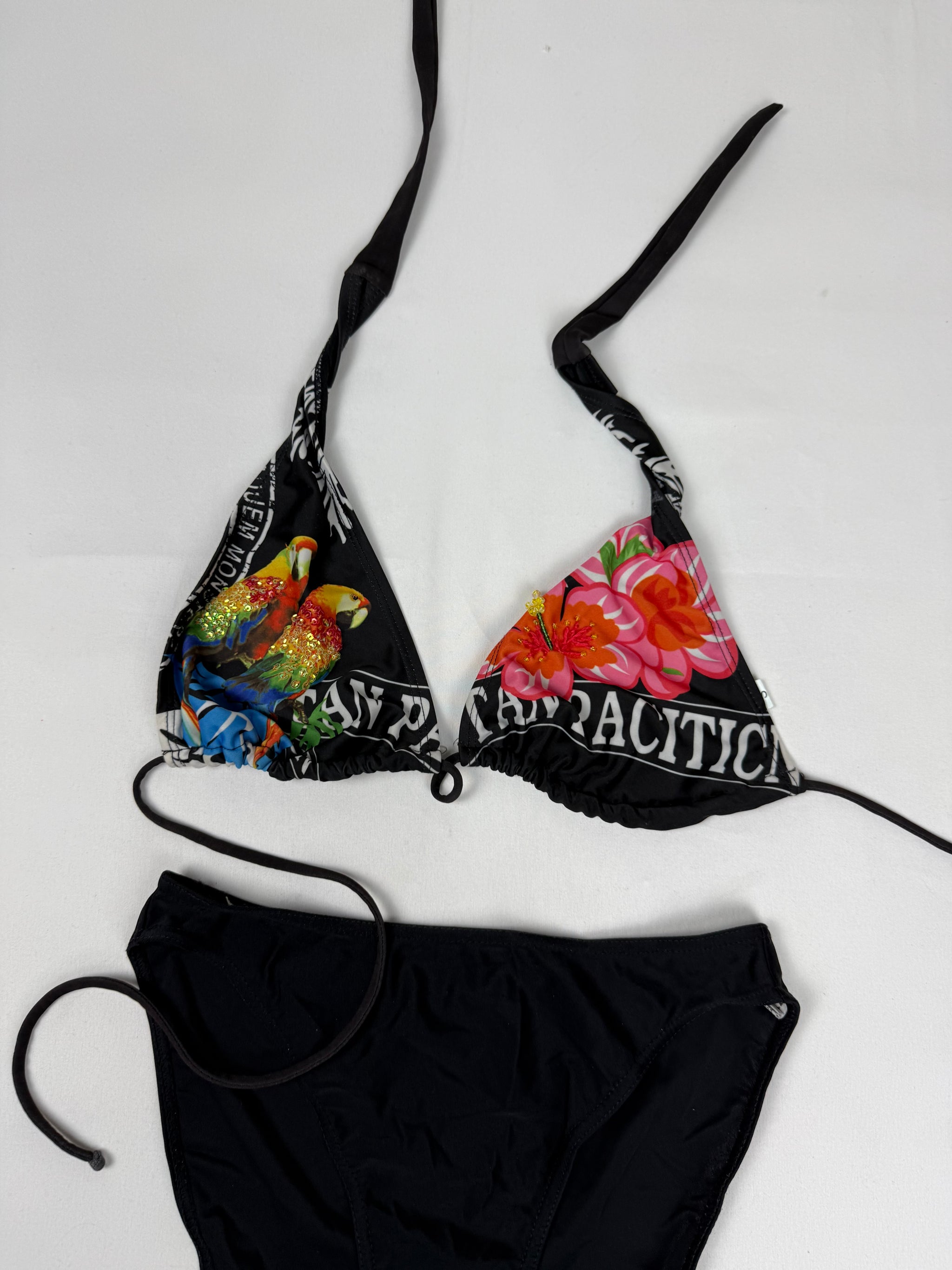 Black graphic bikini set (M)