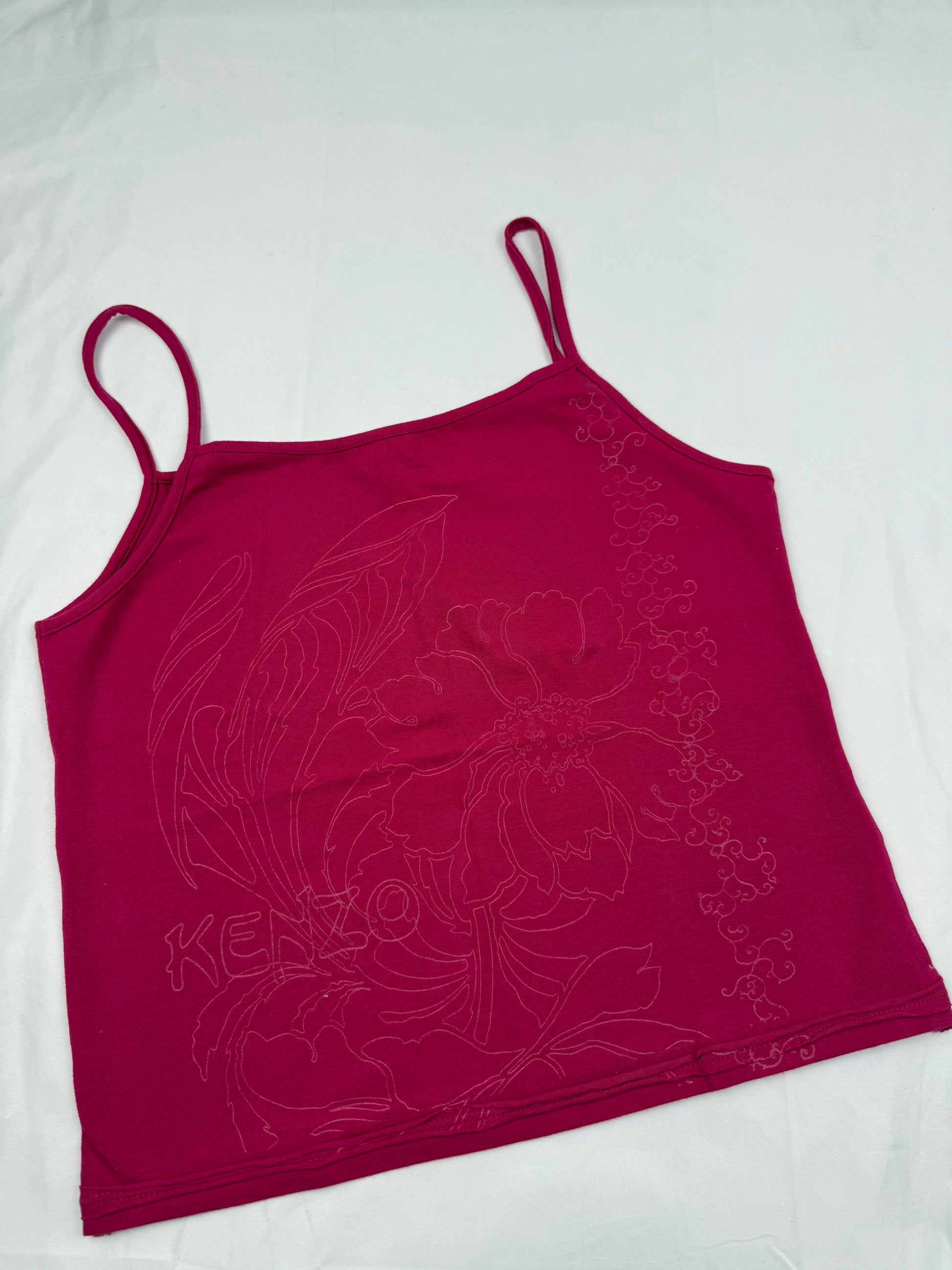 Pink graphic cotton cami top or tee (S)