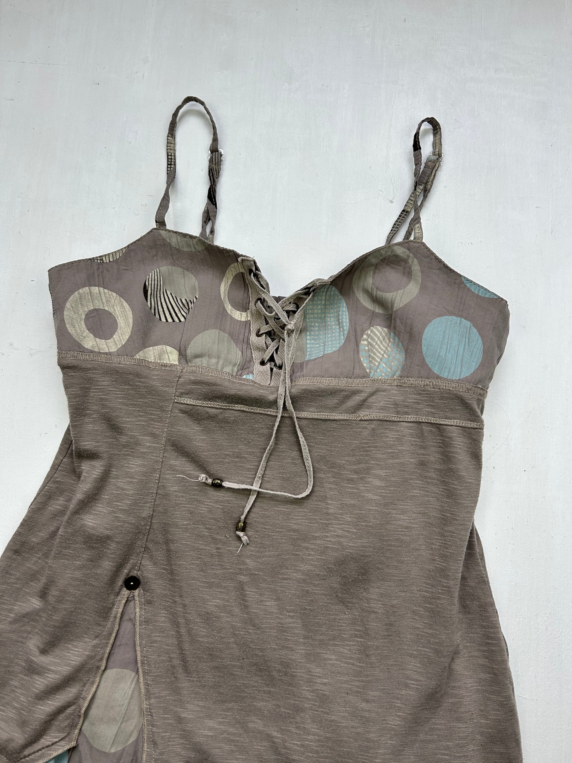 Grey lace up 2 in 1 tank top (S)