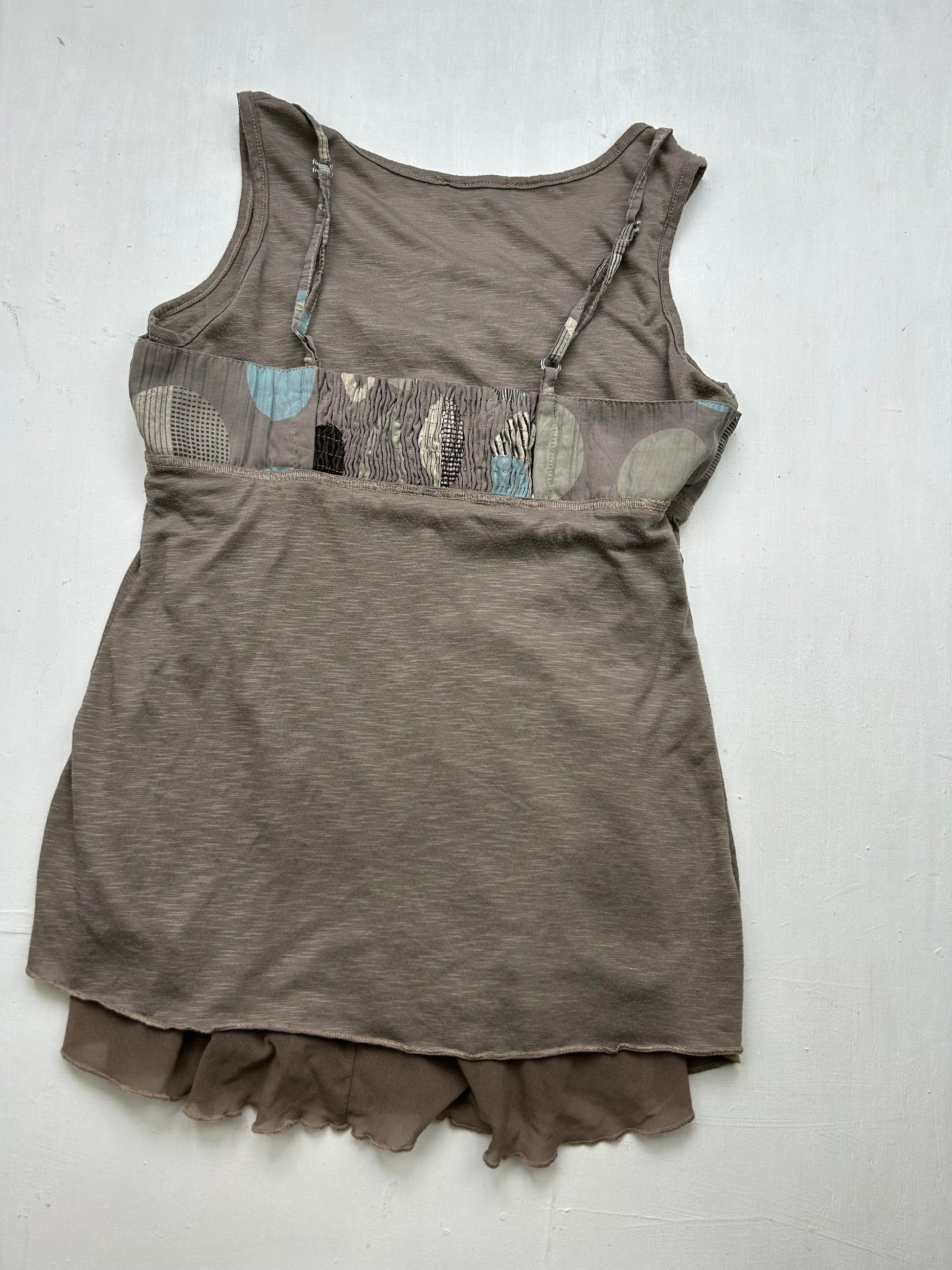 Grey lace up 2 in 1 tank top (S)