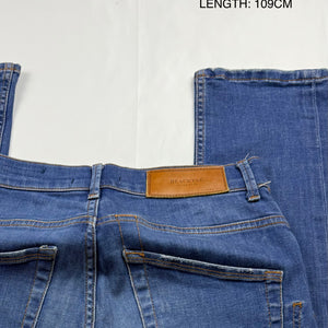 Blue denim low rise straight legs pants (S)