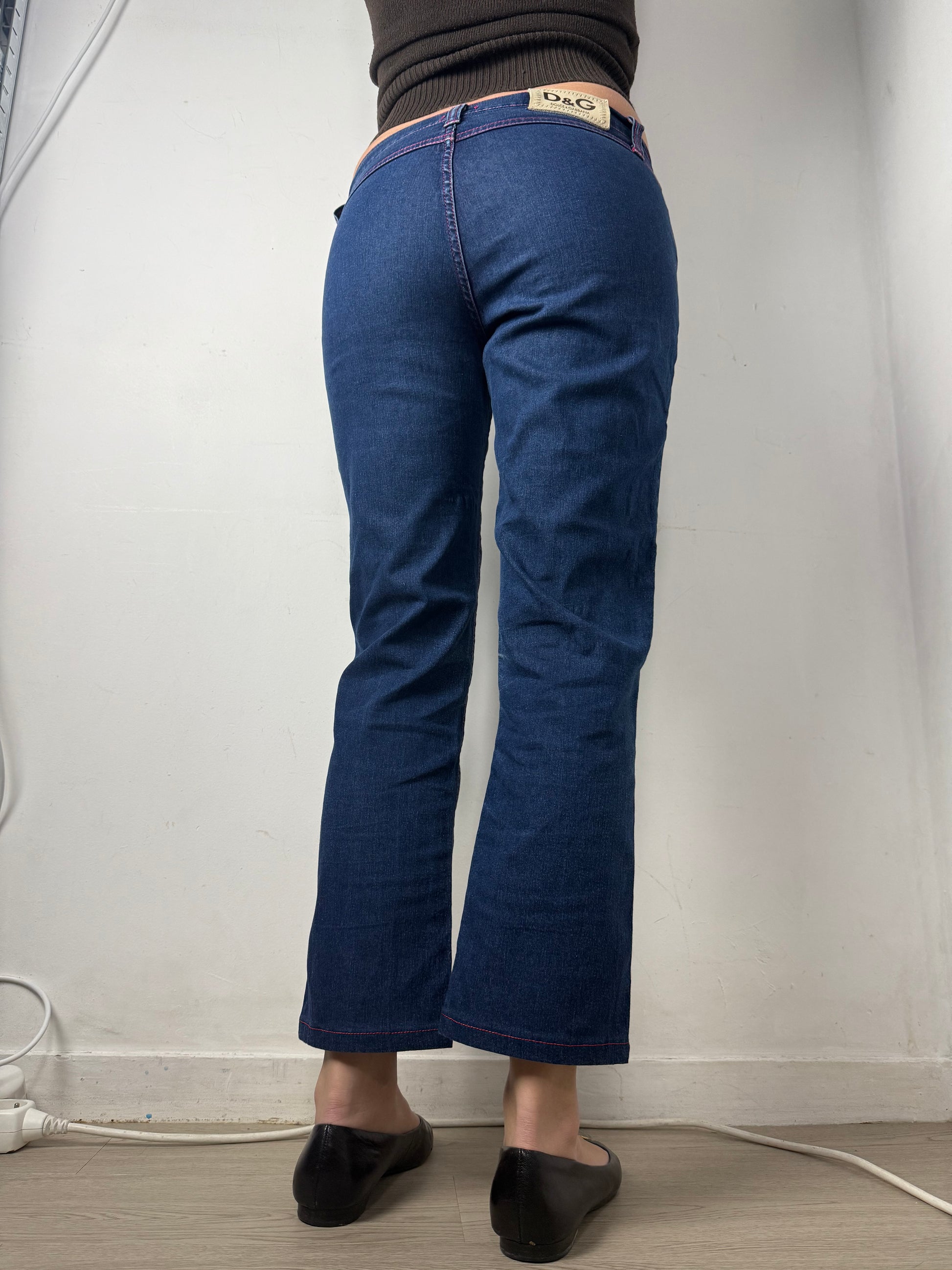 Blue denim low rise capri pants (S)