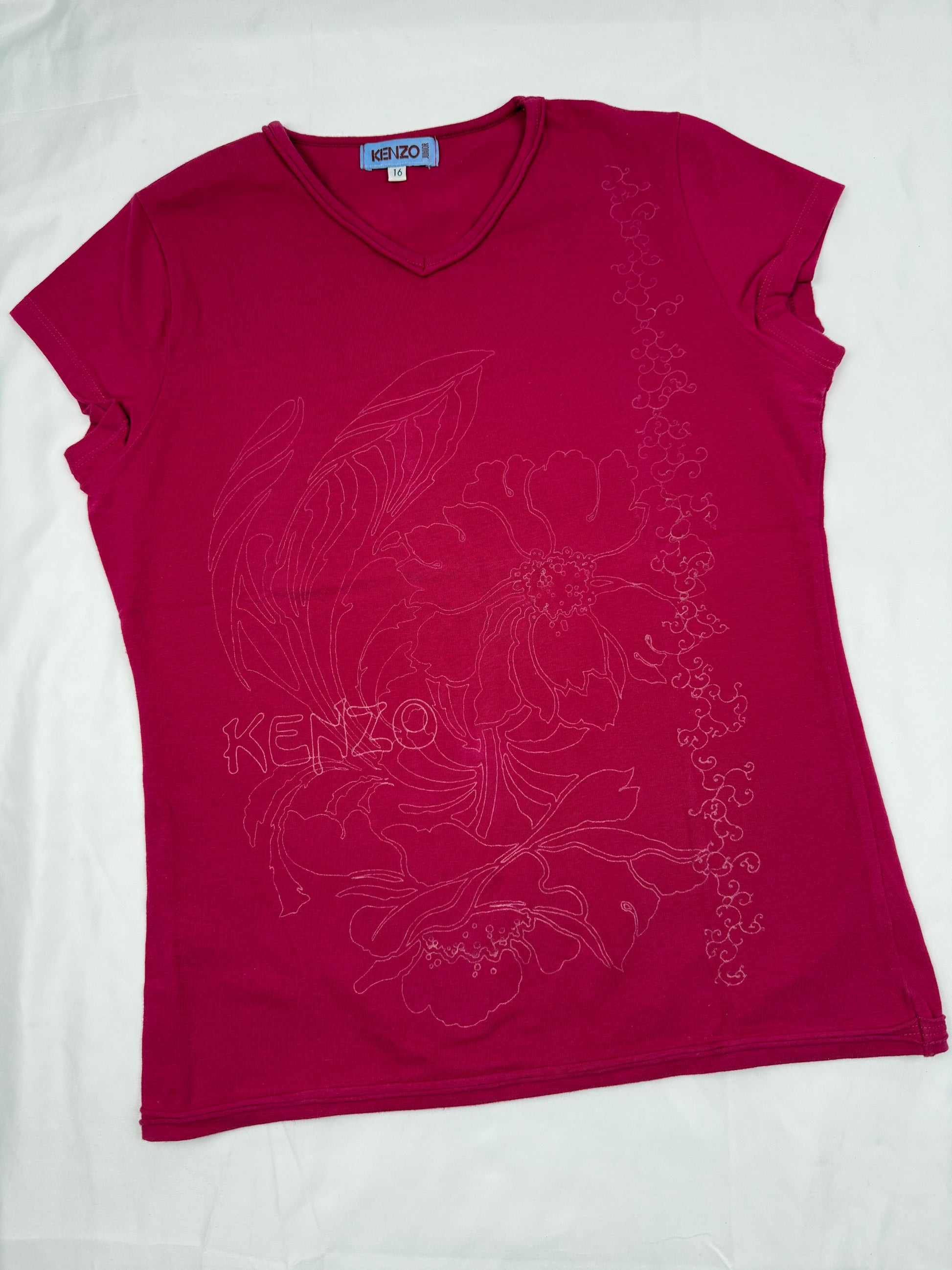 Pink graphic cotton cami top or tee (S)