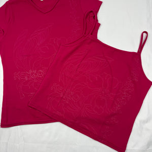 Pink graphic cotton cami top or tee (S)