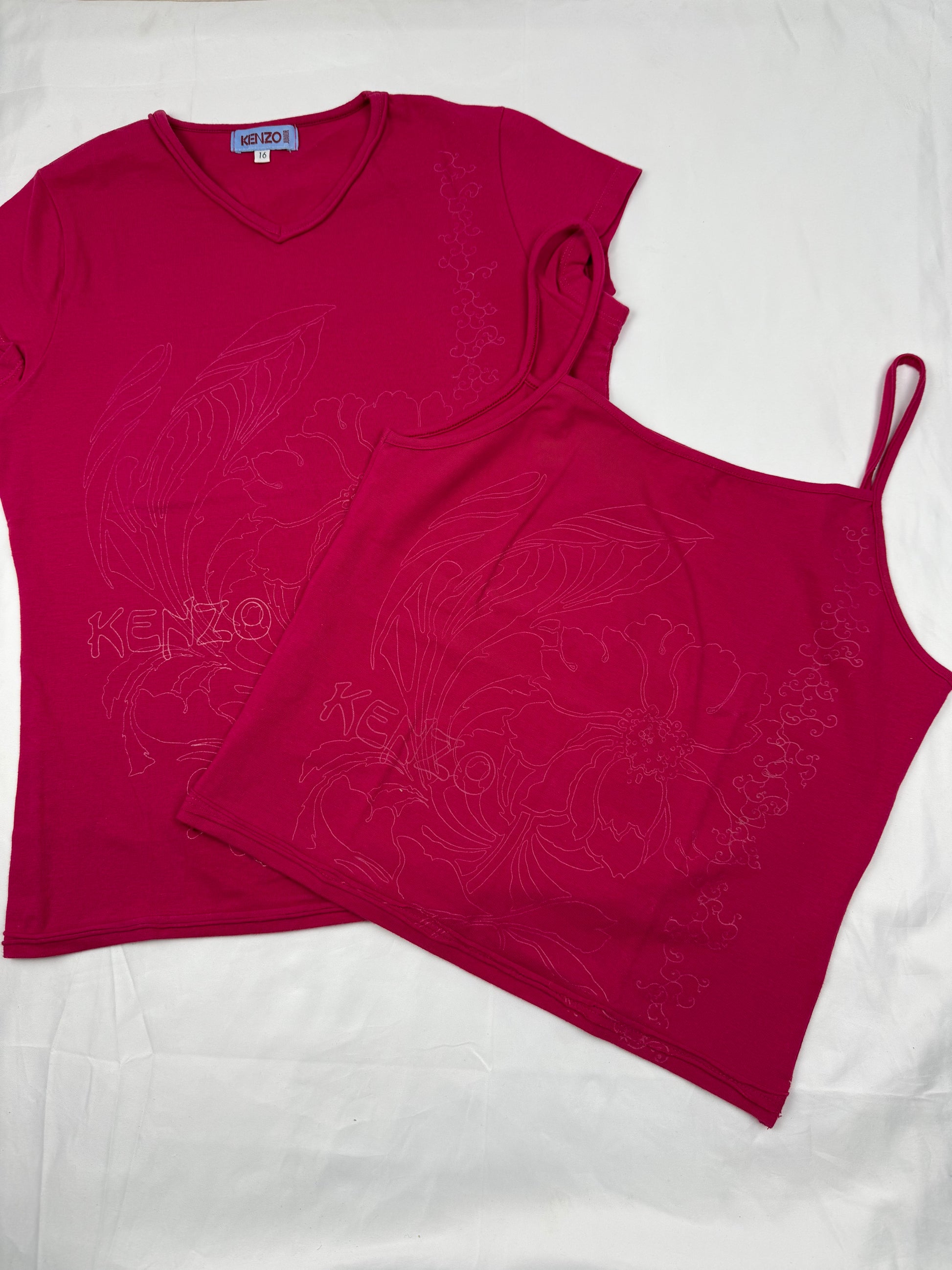 Pink graphic cotton cami top or tee (S)