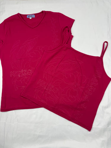 Pink graphic cotton cami top or tee (S)