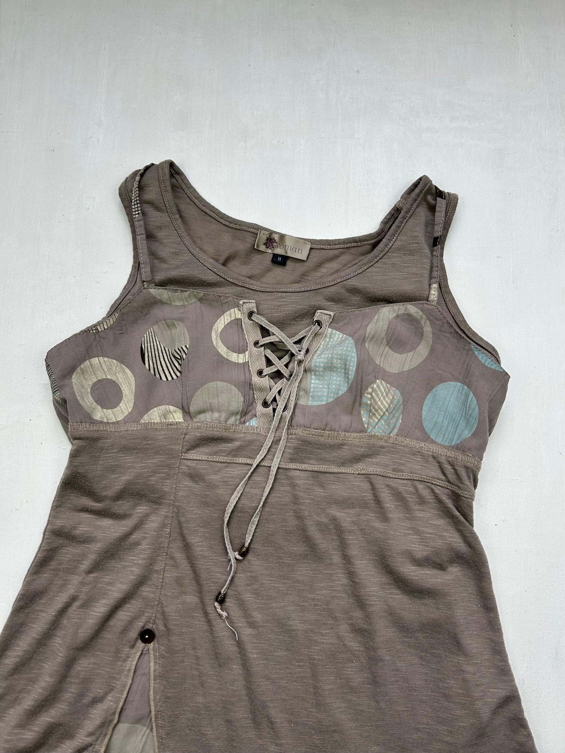Grey lace up 2 in 1 tank top (S)