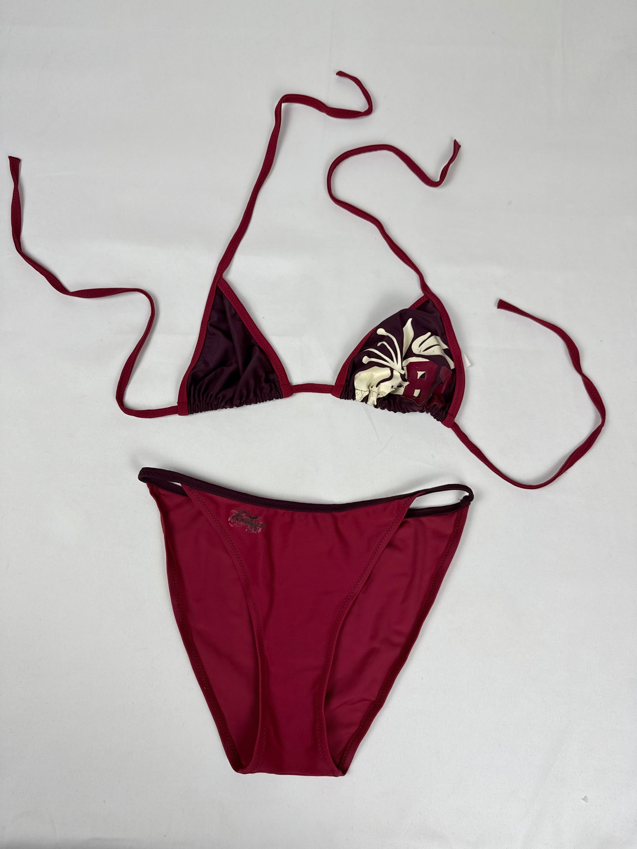 Burgundy floral low rise bikini set (M/L)