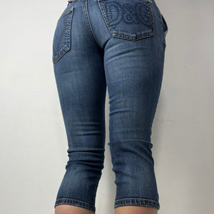 Blue denim low rise capri pants (XS)