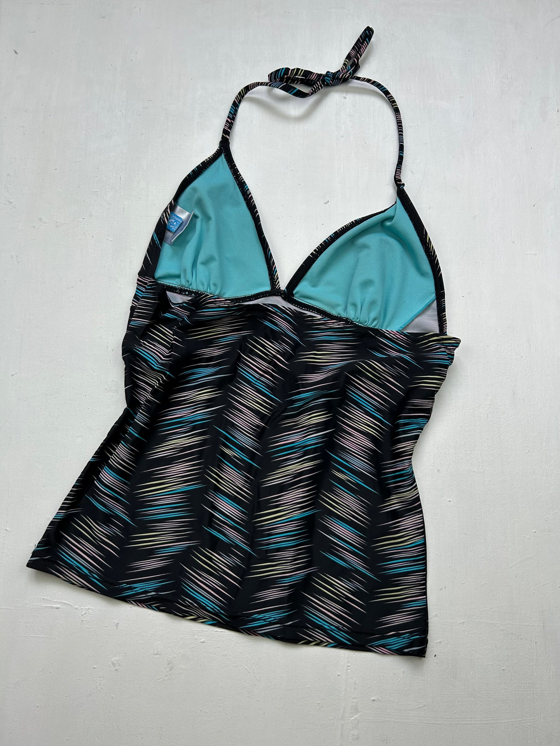 Black graphic halter top (S)