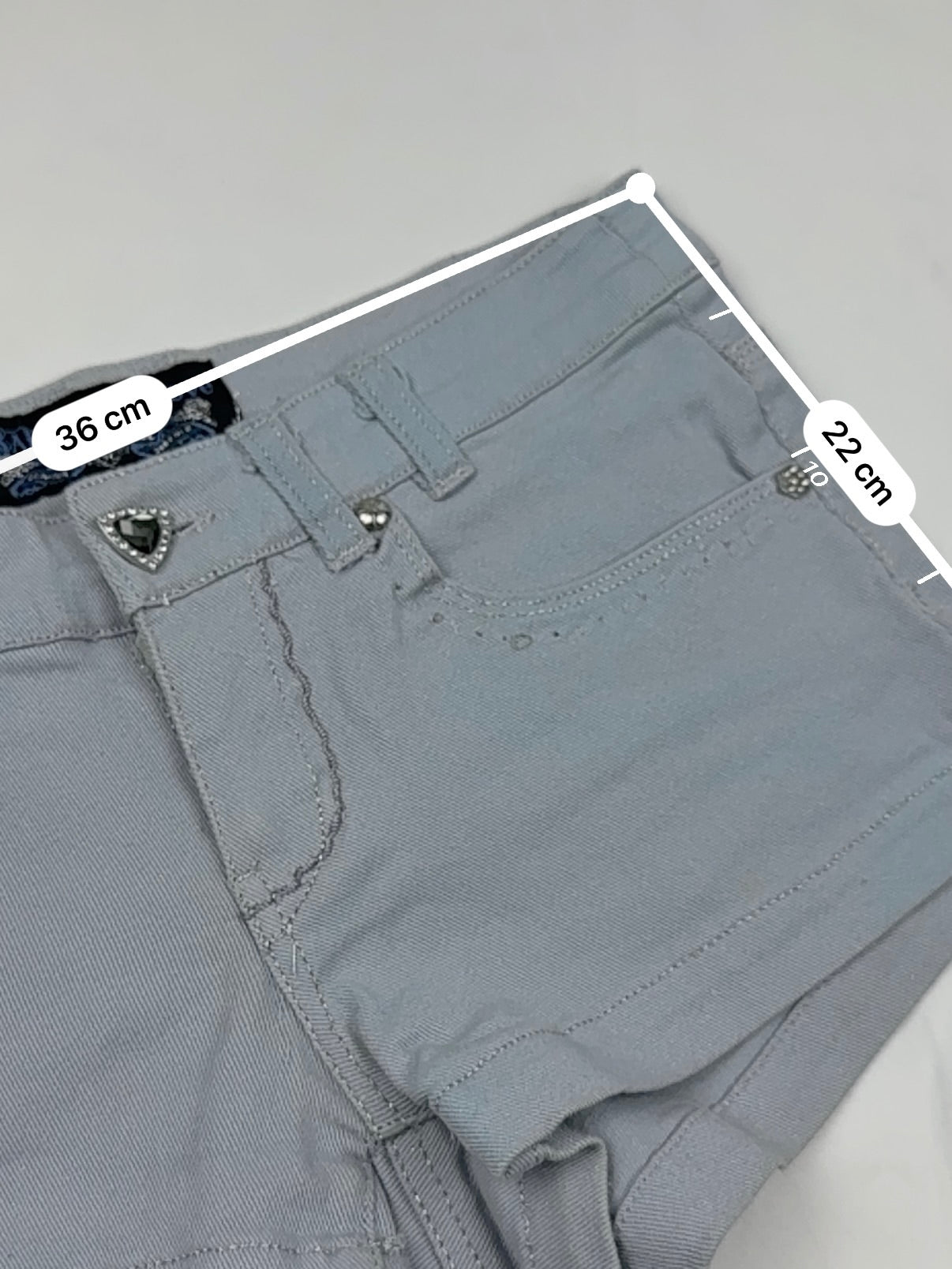 Grey denim low rise mini short (XS)