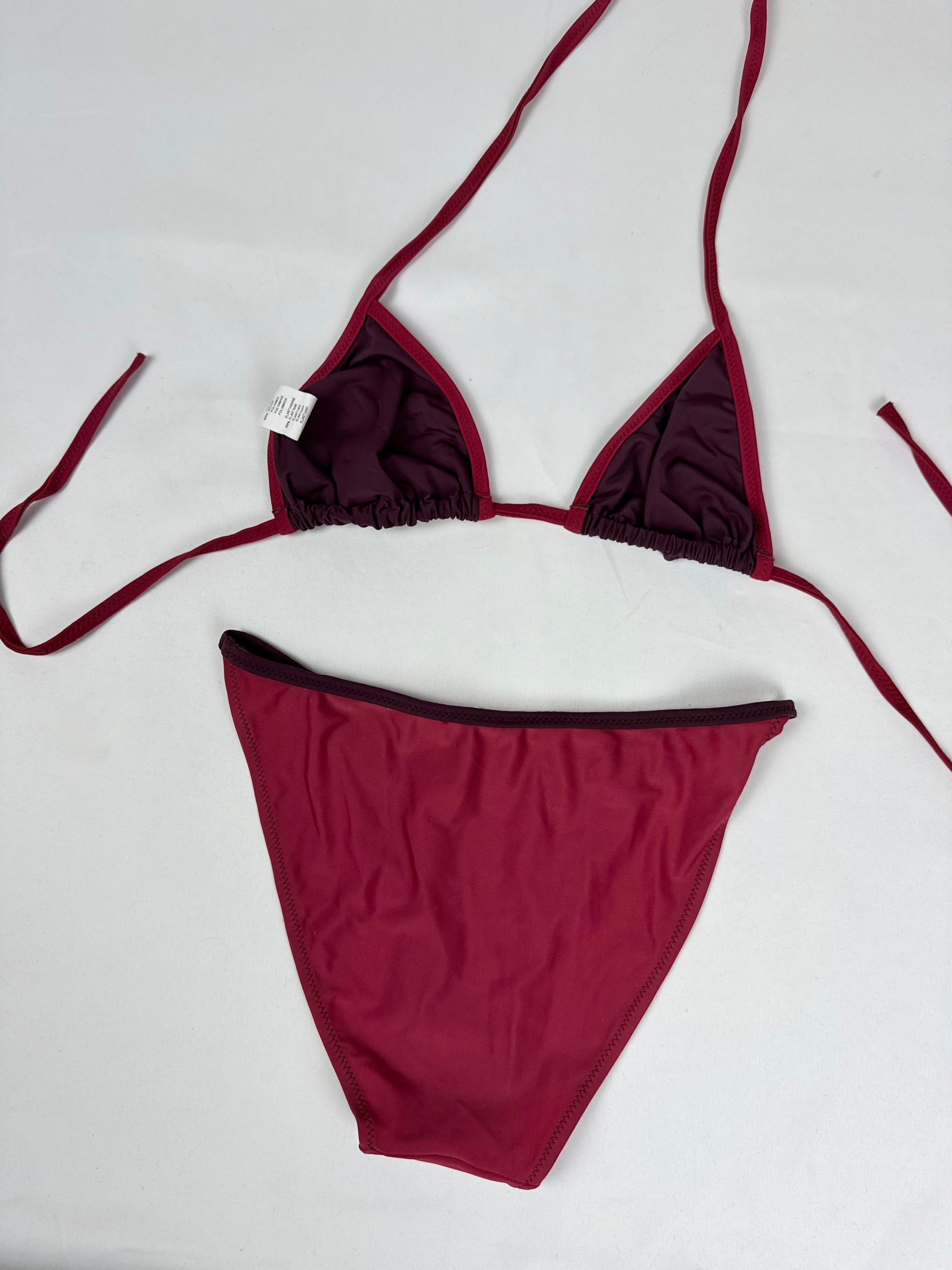 Burgundy floral low rise bikini set (M/L)