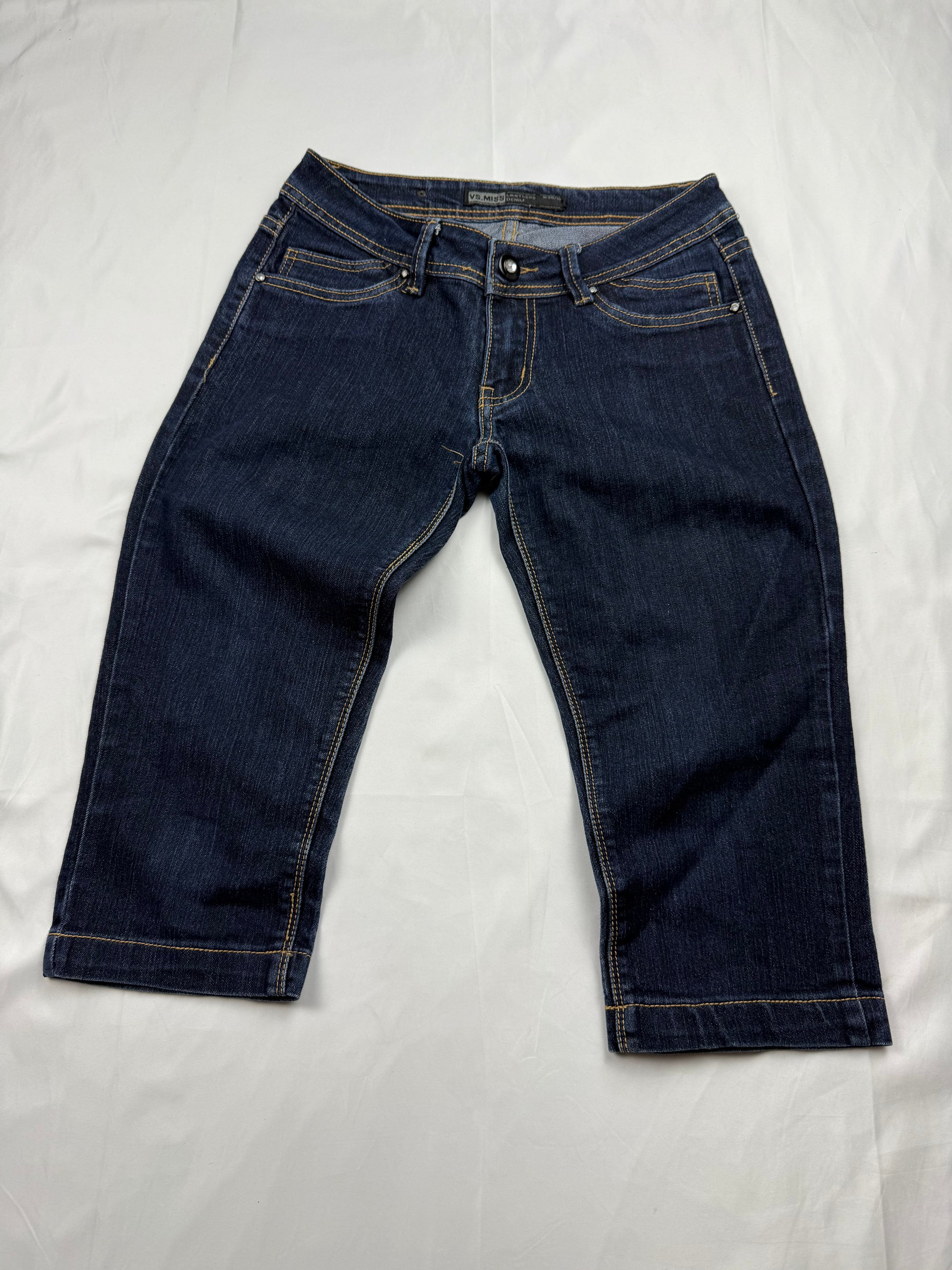 Navy denim low waist capri pants (S)