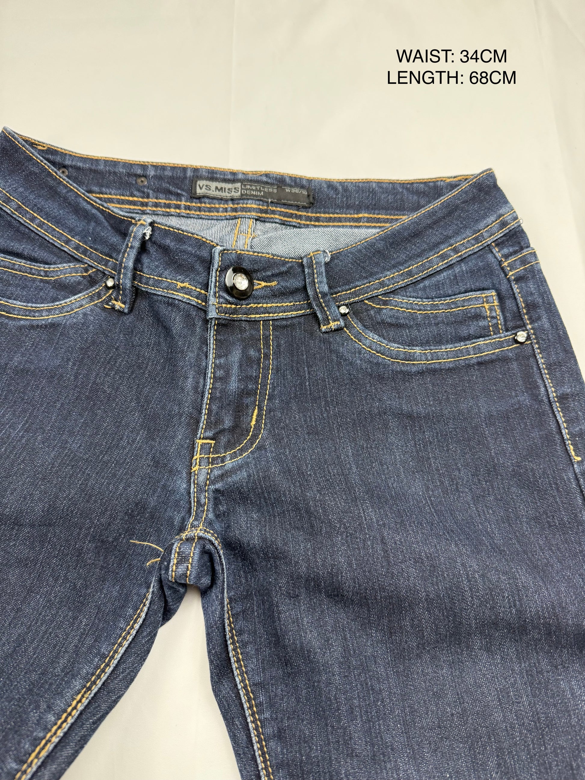 Navy denim low waist capri pants (S)