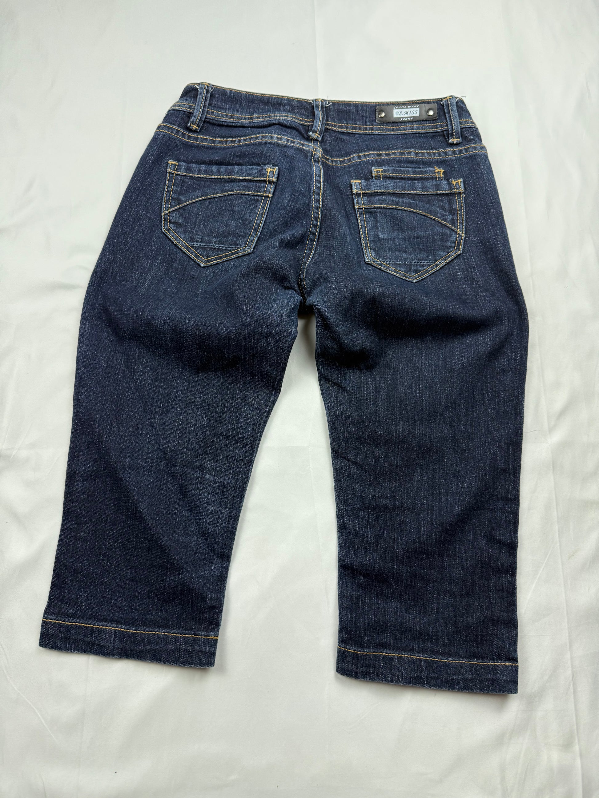 Navy denim low waist capri pants (S)