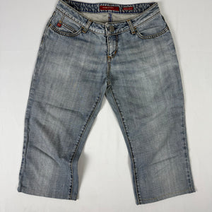 Blue denim low rise capri pants (S)