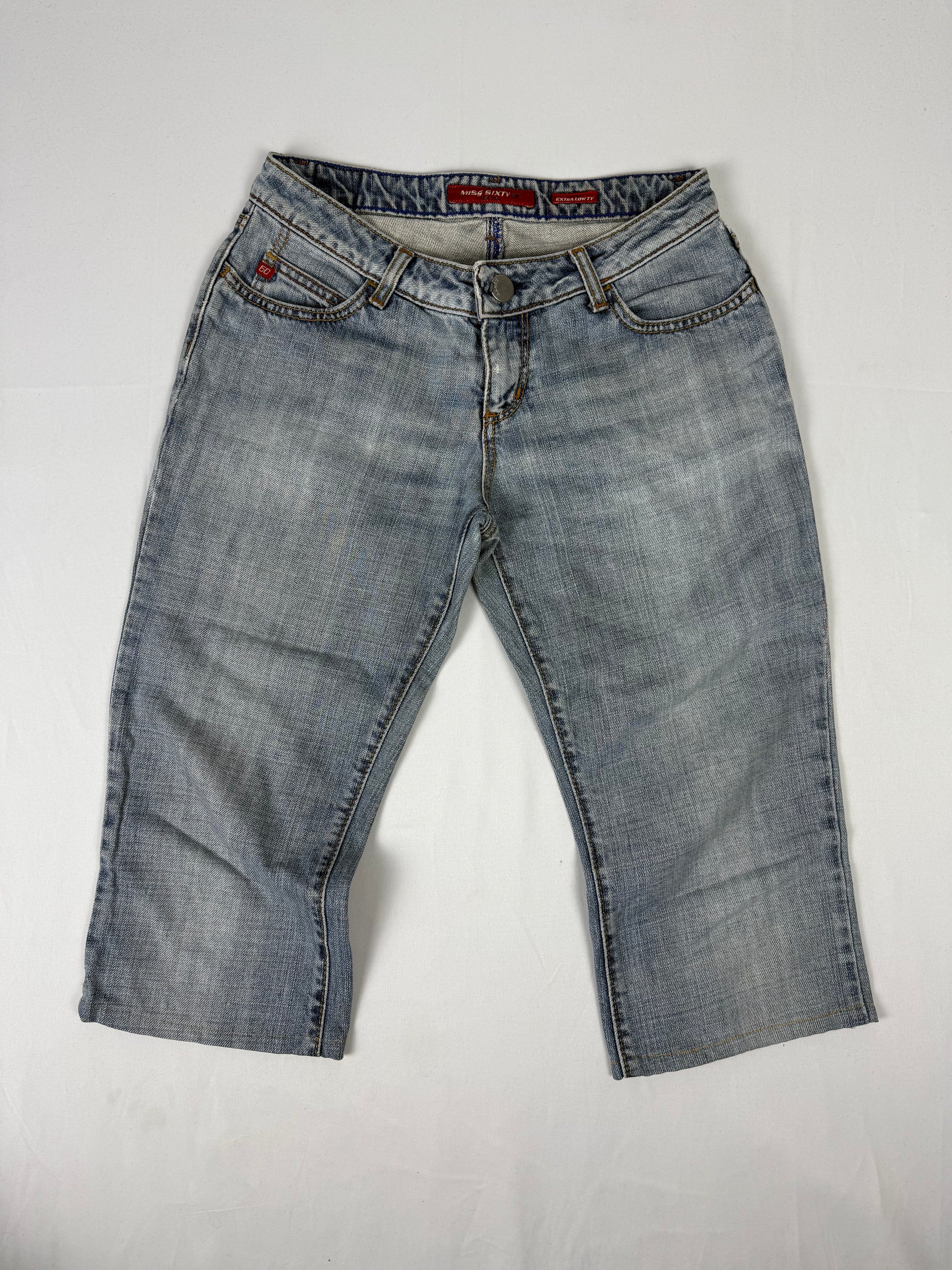 Blue denim low rise capri pants (S)
