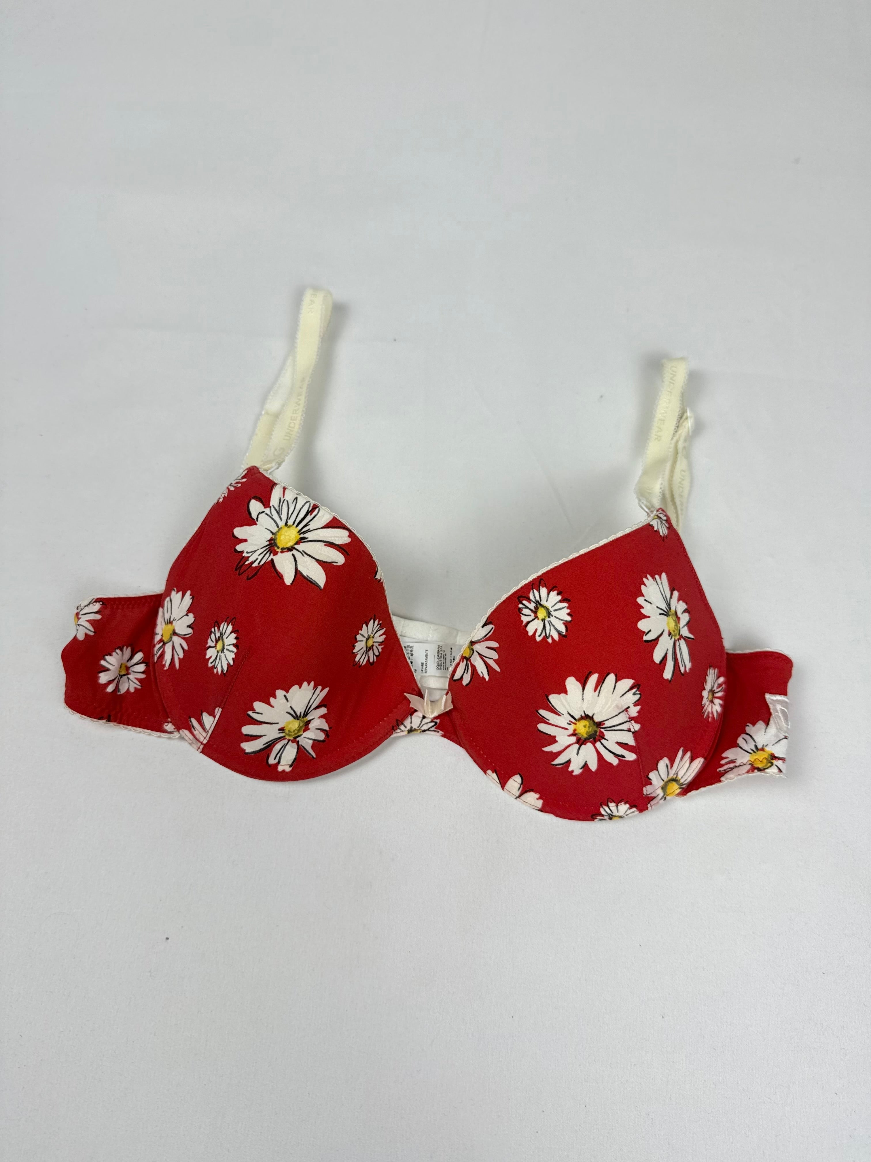 Red floral bra