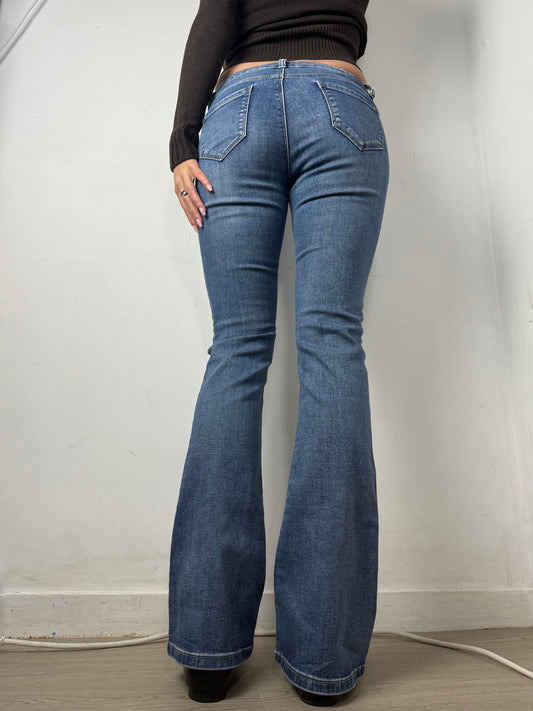 Blue denim  low waist flare / bootcut pants (S)