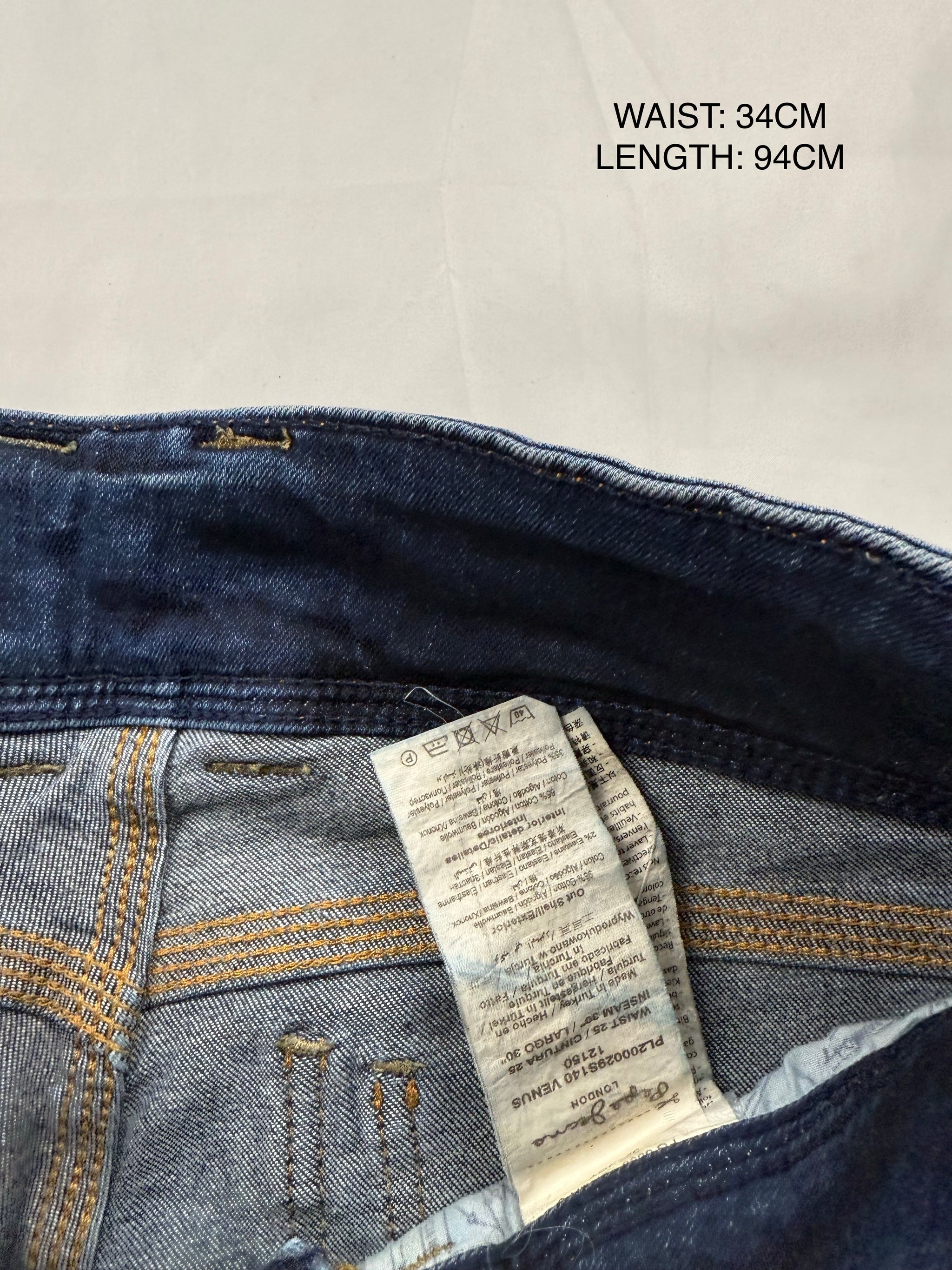 Navy low rise straight legs denim pants (S)