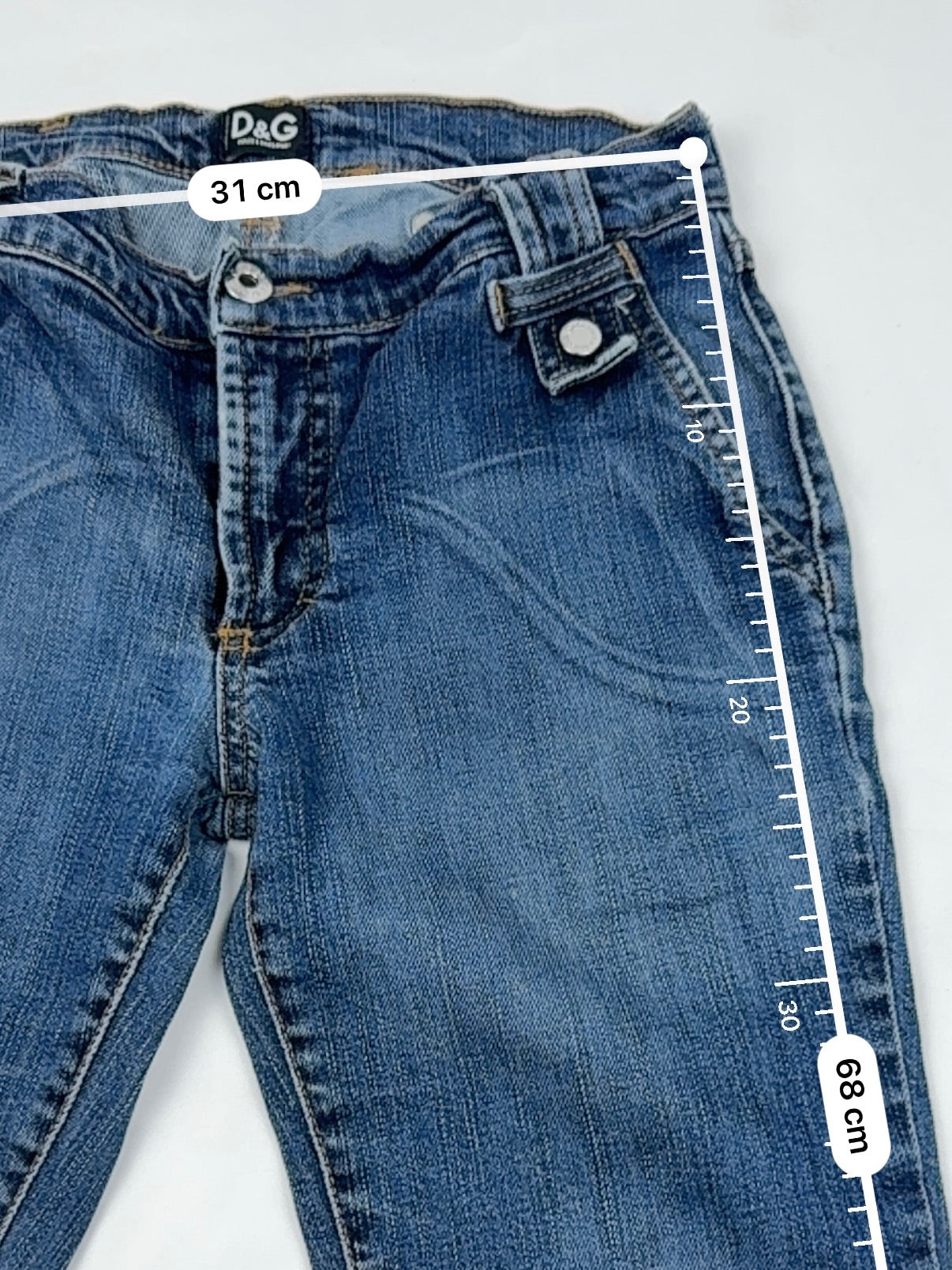 Blue denim low rise capri pants (XS)
