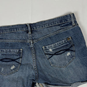 Blue denim low rise mini short (M)