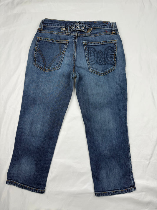 Blue denim low rise capri pants (XS)