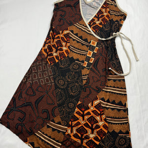 Brown graphic wrapped mini dress (M/L)
