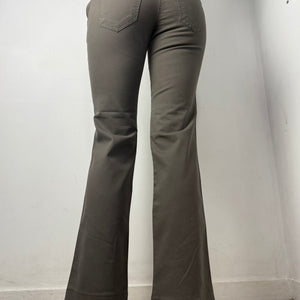 Khaki low rise straight legs denim pants (S)