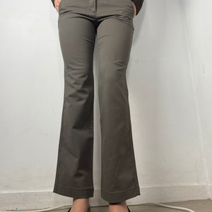 Khaki low rise straight legs denim pants (S)