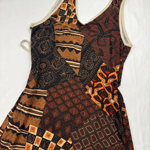 Brown graphic wrapped mini dress (M/L)