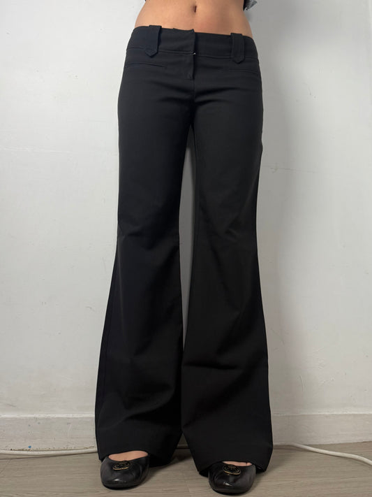 Black low waist flare office pants (L)