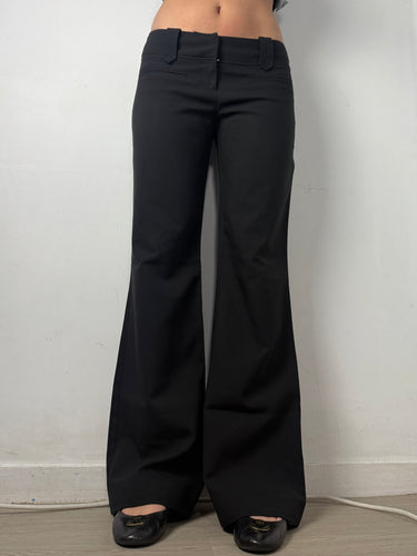 Black low waist flare office pants (L)