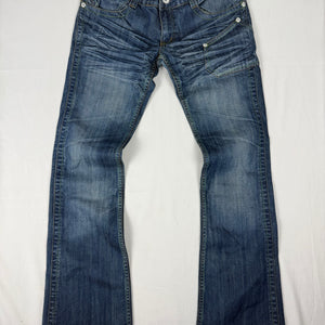 Blue denim low rise bootcut pants (S/M)