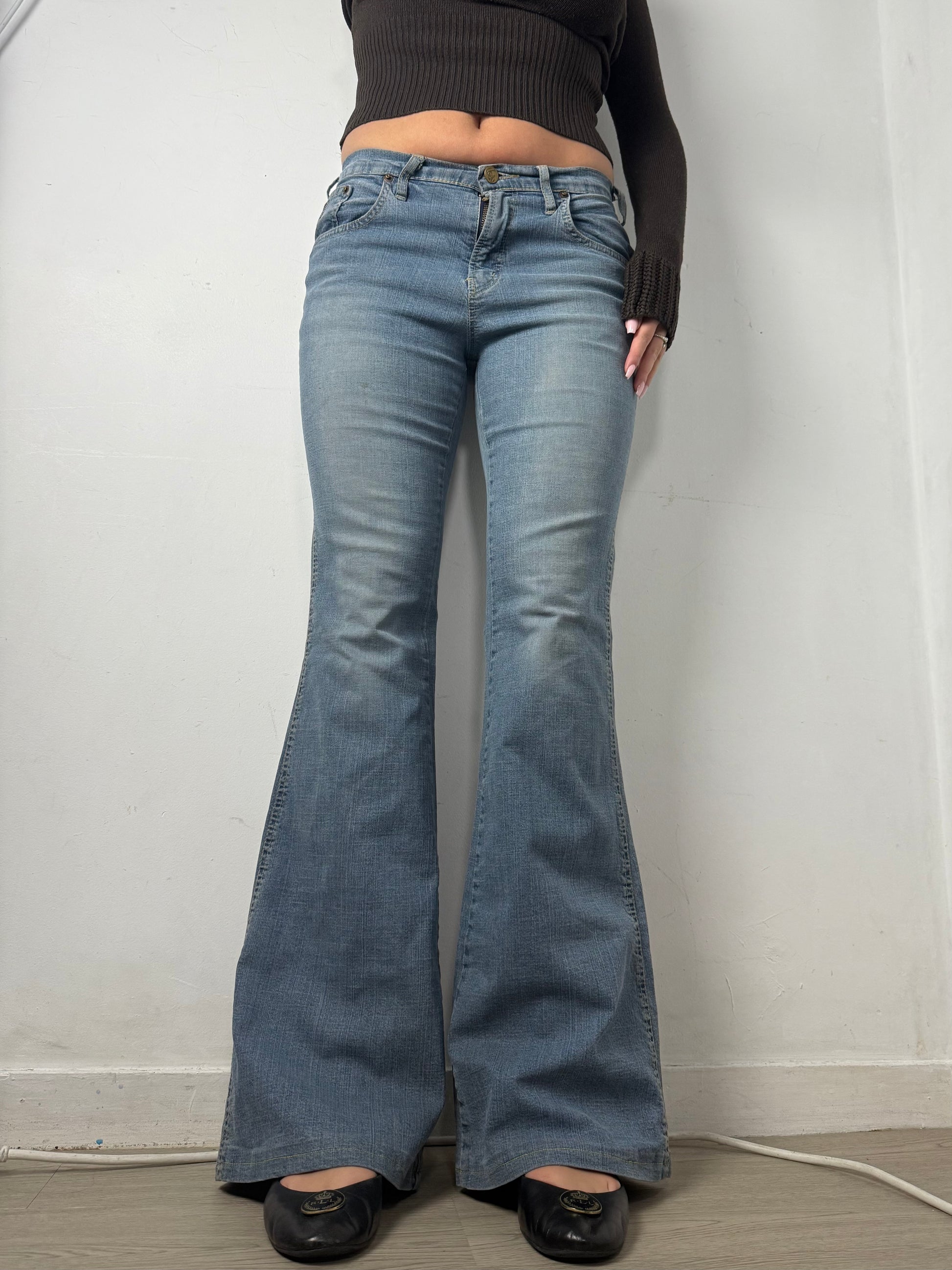 Blue denim  low waist flare / bootcut pants (S)